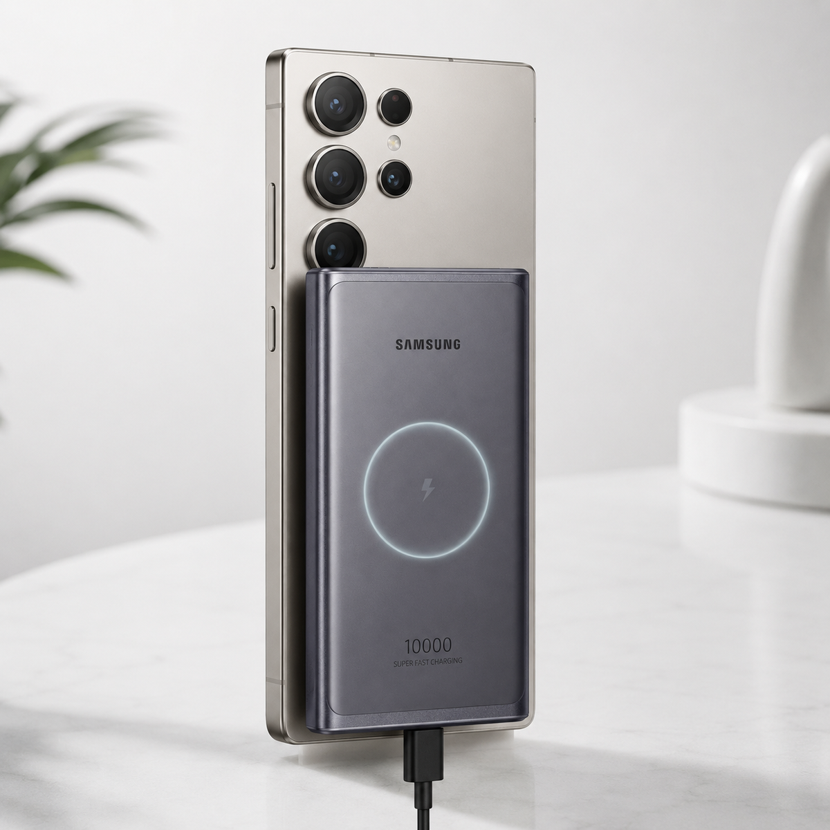 Batería Portátil Samsung 10000 mAh con Carga Inalámbrica